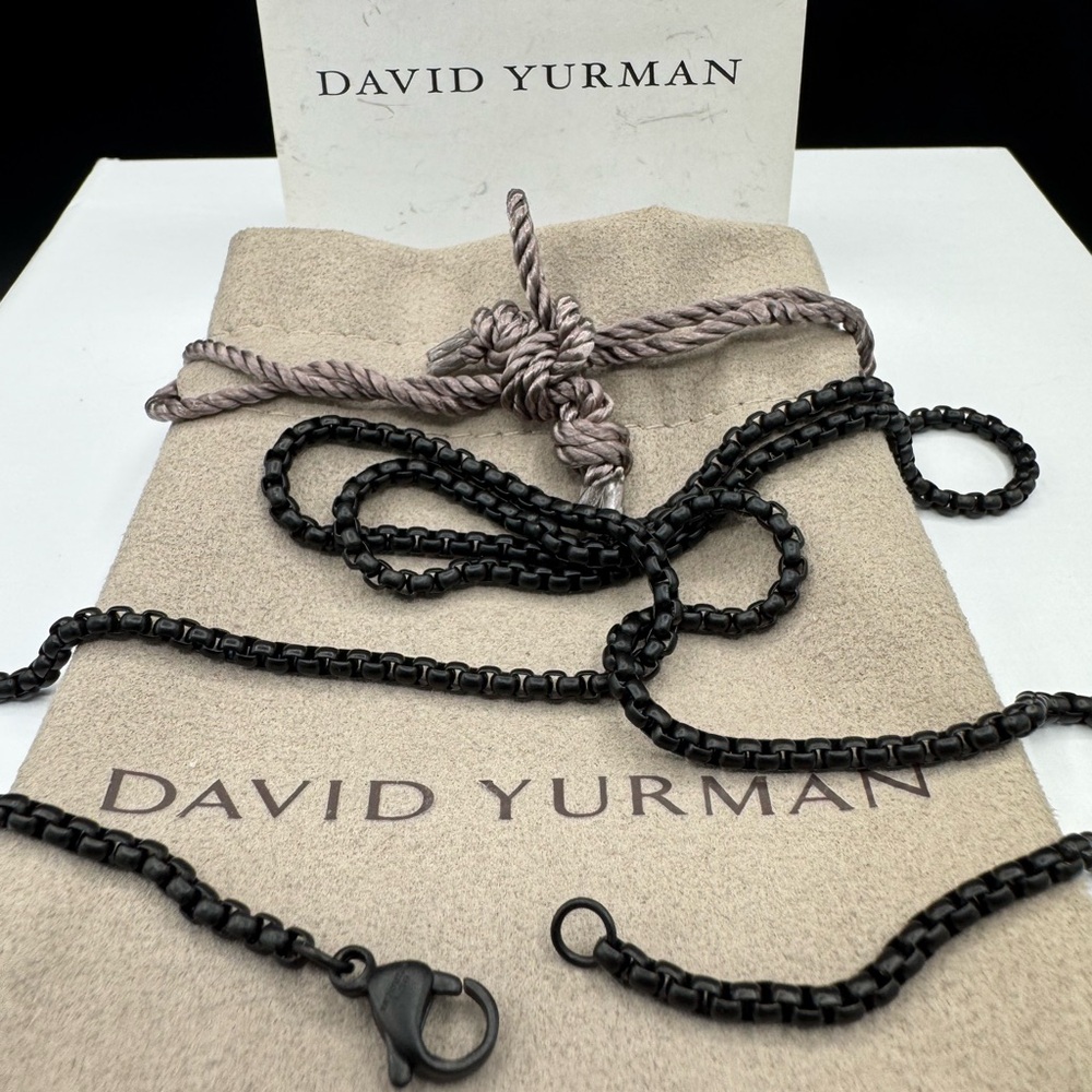 David Yurman Unisex Black PVD 2.7mm Stainless Steel 26" Box Chain Necklace
